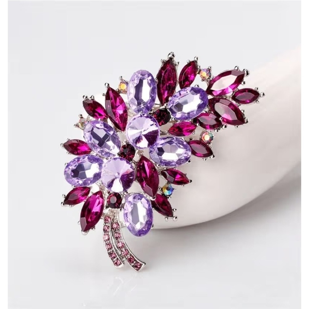 Rhinestone Crystal Brooch Bauhinia Brooch Silk Scarf Buckle New